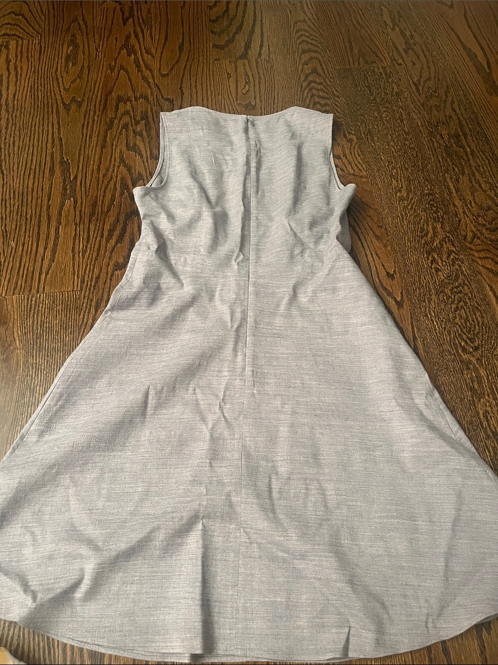 NEW! Theory Sleeveless Good Linen l Light Gray A-Line Jemion Sharkskin Dress - Picture 8 of 10